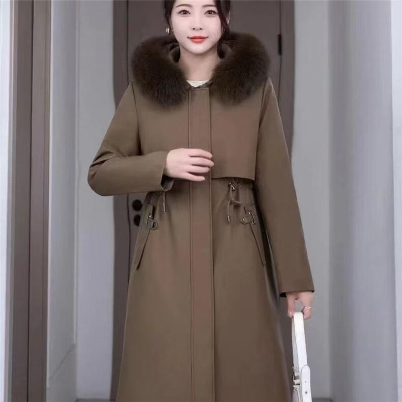 2025飘带款可拆卸内胆獭兔毛女士长款派克服,女装短外套,泰合衣坊