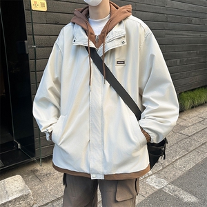F50-P64 假两件外套男士2024秋季新款潮牌宽松休闲夹克冲锋衣图片