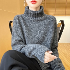 秋冬新品气质高领羊毛衫显瘦百搭红色毛衣女，女装羊毛衫，狄美羊绒