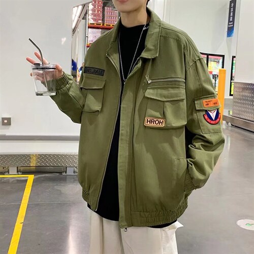 现货夹克休闲宽松2023春季潮男工装上衣飞行员外套W2734-P52，男装夹克，星座512-2