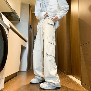 8XL-M美式高街工装裤2025春季大码直筒裤休闲裤阔腿裤KZ1910/P68图片