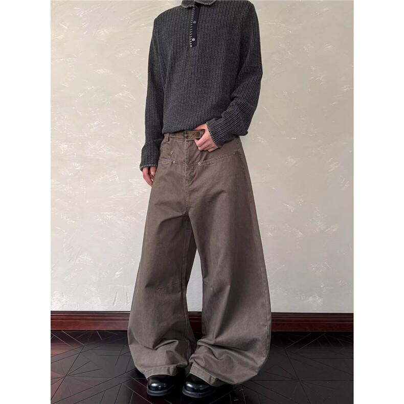 做旧立体裁剪弯刀牛仔裤简约气质新款慵懒潮流文艺流行NZ1346，男装牛仔裤，星座516A