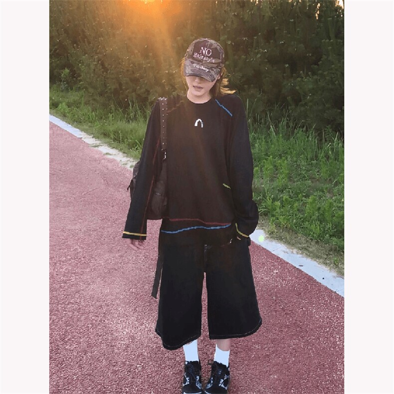 美式高街解构工艺速干长袖T恤衫男女款防晒上衣户外运动骑行服潮，男装防晒衣，电商A443