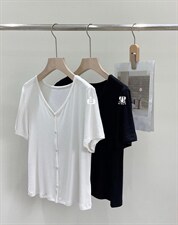 80695V领装饰扣针织T，其它，NARDTREE