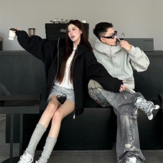 抖音得物高品质25秋冬美式高街宽松结构防风高领连帽卫衣外套W60，男装卫衣，电商A486-1