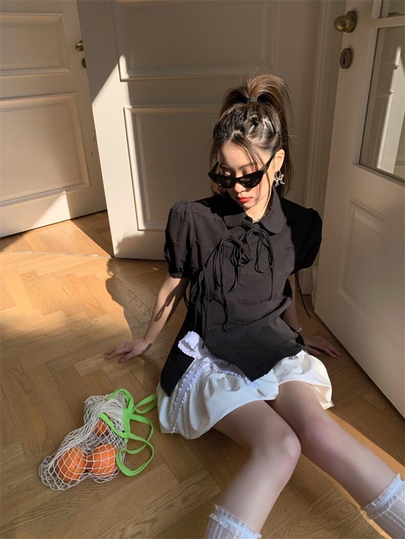 黑色结上衣，其它，Queena PHoebe