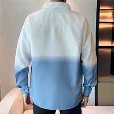 渐变色长袖衬衫男春夏秋季薄款休闲上衣港风帅气潮牌衬衣638/P35，男装衬衫，星座506