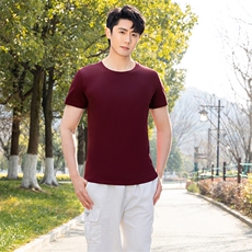 新款液氨纯棉男士圆领休闲简约百搭舒适短袖，男装T恤，元素羊绒