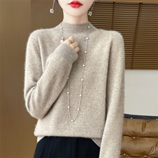 羊毛衫女24秋冬新款羊绒衫宽松套头内搭针织毛衣打底衫，女装针织衫/毛衣，大美人高端店