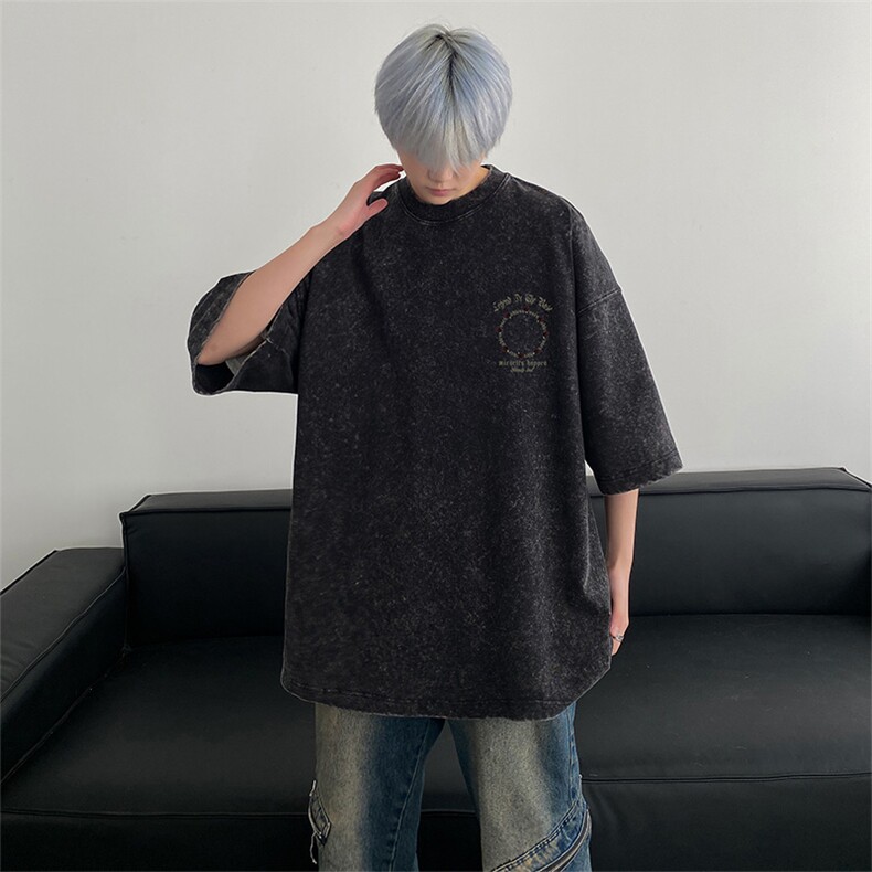 xz605-dsx130-特批30控492026春季新款字母玫瑰印花水洗短袖T恤,男装T恤,星座605(原A050)