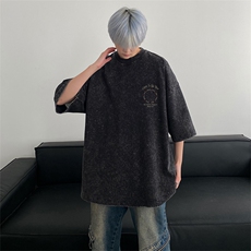 xz605-dsx130-特批30控492026春季新款字母玫瑰印花水洗短袖T恤，男装T恤，星座605(原A050)