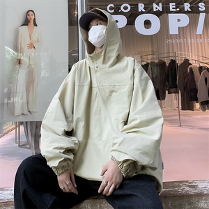 A905-P65 运动连帽冲锋衣男2024秋季新款设计感小众宽松工装外套图片