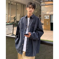 流行衬衫男长袖日系潮牌ins痞帅衬衣L春秋季百搭宽松学生外套，男装衬衫，星座1210-1