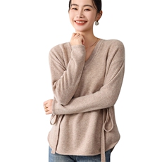 秋冬季新款舒适显瘦时尚百搭腰抽绳款羊毛衫，女装羊毛衫，琳尚羊绒