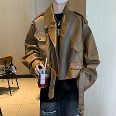 A819-P922024新款宽松设计感小众夹克美式复古机车皮衣外套男，男装夹克，星座512-6