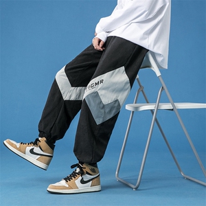 蓝底2024秋冬新款撞色拼接宽松束脚运动休闲潮牌裤子2111-P45控69图片