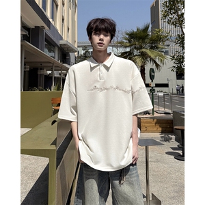 8XL-M新中式刺绣图腾短袖polo衫大码翻领T恤半袖保罗衫DX1212/P45图片
