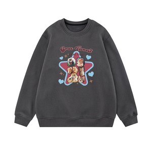 白底  春装新款休闲宽松圆领卡通印花纯色多色卫衣 W1032 P30控48图片