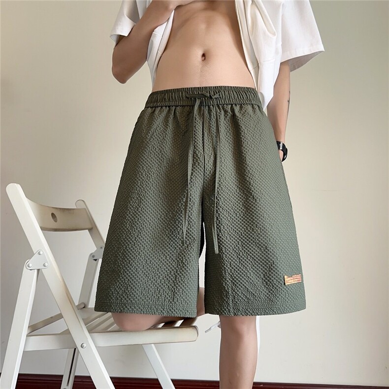 2025夏季速干泡泡格宽松短裤男运动五分休闲裤CK2534*P30控58,男装牛仔裤,星座511-1