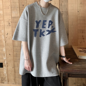 华夫格！港风华夫格短袖T恤男士半袖男五分袖体恤衫男HT146-P25图片