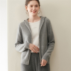 2025百搭时尚简约拉链帽衫针织衫，女装针织衫/毛衣，暖珍羊绒