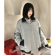 抖音得物高品质美式高街重磅结构设计拼接织带立领卫衣外套CM42，女装短外套，电商A486-1