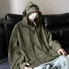 秋季新款美式荆棘印花宽松连帽麂皮绒卫衣JK23551特批45控78，男装卫衣，星座605(原A050)