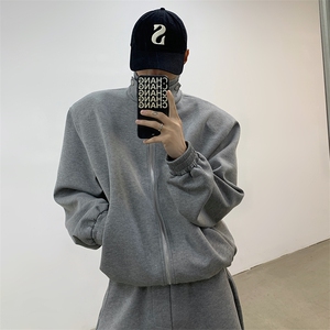 TZ03-P135美式ins潮流男女休闲运动套装开衫卫衣宽松直筒阔腿裤图片
