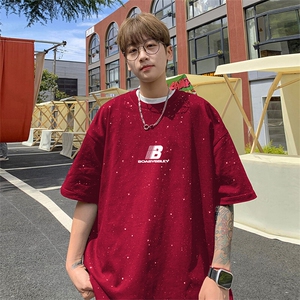 可48小时发货支持抖音得物来样二开 美式满天星亮片短袖T恤MTX682图片