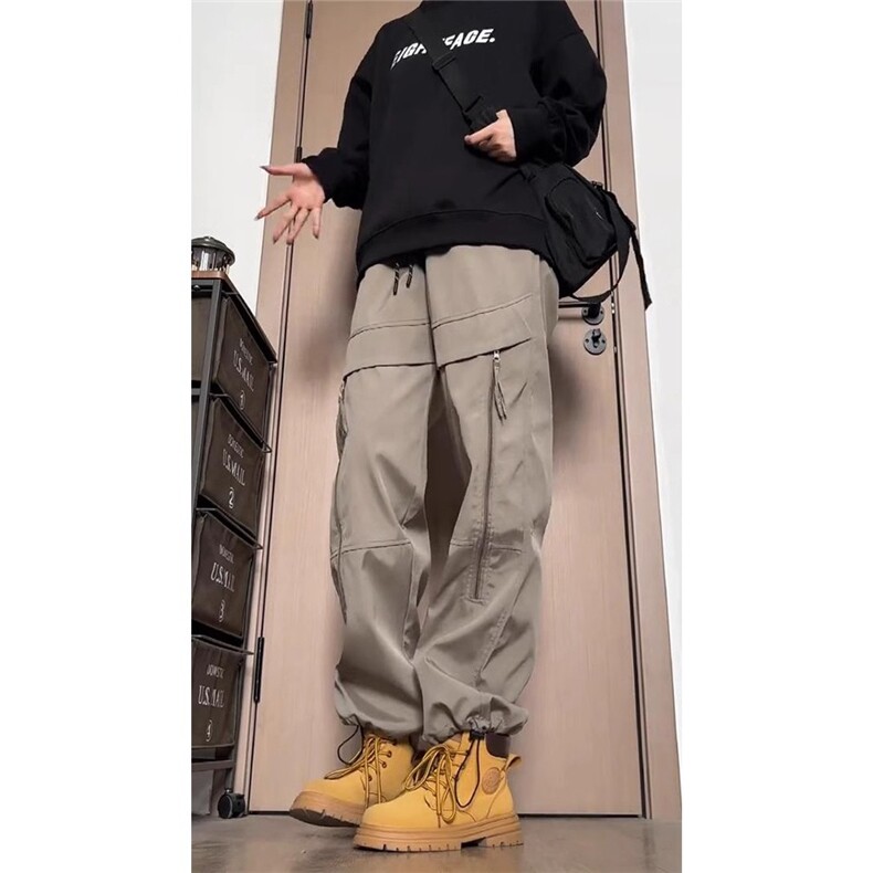 防水户外工装冲锋裤男秋季美式潮牌机能风登山裤宽松束脚休闲裤子图片