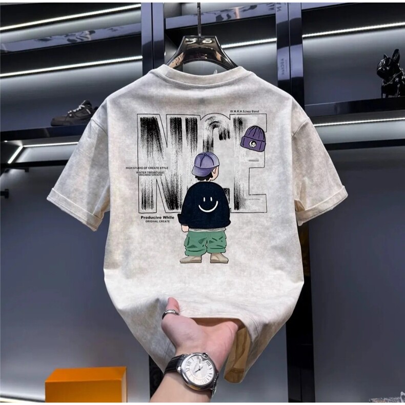 新款扎染做旧潮流短袖t恤男士修身潮牌夏季男款男装体恤GA057P26，男装T恤，星座1013-5