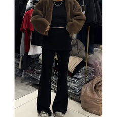 AK2378-P50喇叭裤女2026冬季新款假两件半身裙微喇百搭长裤女，女装休闲裤，星座617A-2