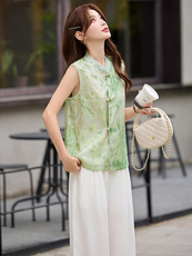 2026年女夏季新款新中式阔腿裤高级感显瘦两件套，女装套装/套裙，婷思杰（原婷想服饰）