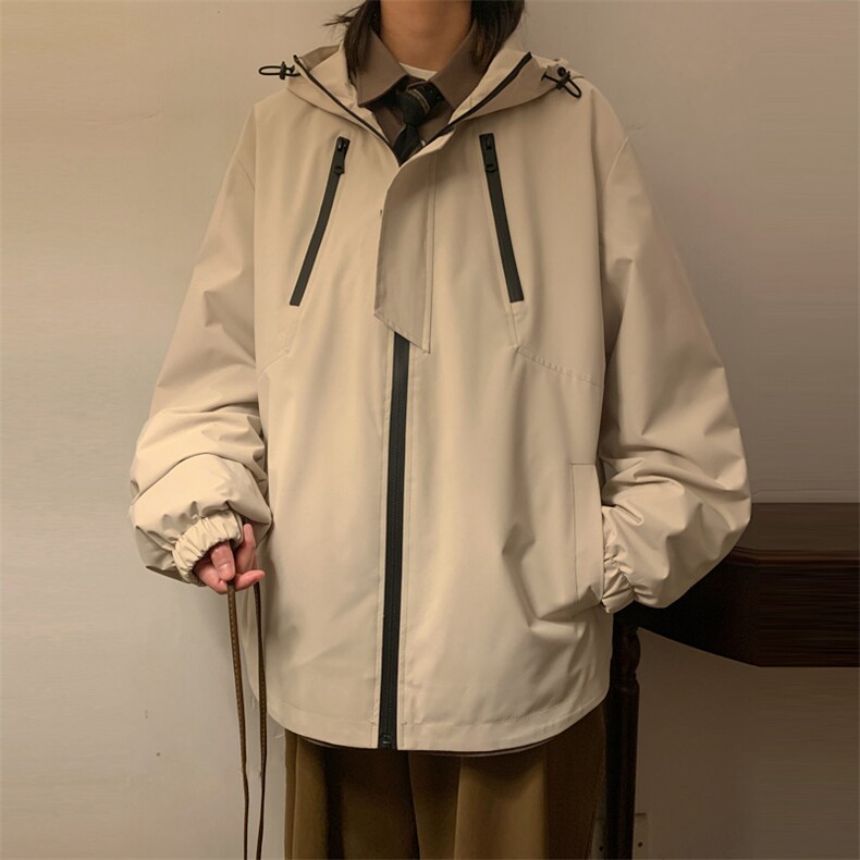 新款连帽冲锋衣夹克男港风潮流宽松休闲外套JK2307-P68,男装夹克,星座717