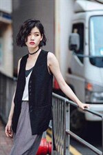 春季新款苎拼雪纺马甲，女装马甲，月光水岸