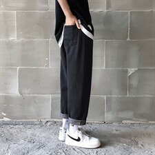 小雏菊字母牛仔裤男宽松直筒春秋夏季潮流九分裤潮牌港风N962-P33，男装牛仔裤，星座1008-2