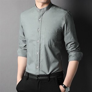 G12560男式2023年秋季新款衬衫男长立领休闲衬衣P61