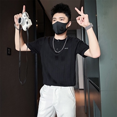 短袖毛衣针织衫半袖男修身圆领社会小伙店主风301C-DM05，男装T恤，星座301C（原B323）