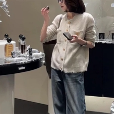 秋季新款纯色针织单排扣开衫时尚百搭，女装针织衫/毛衣，泰沅羊绒