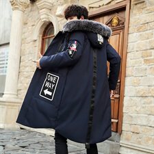 2020电商B247冬季新款韩版休闲连帽大毛领中长款保暖潮MY79，男装羽绒服，电商B247