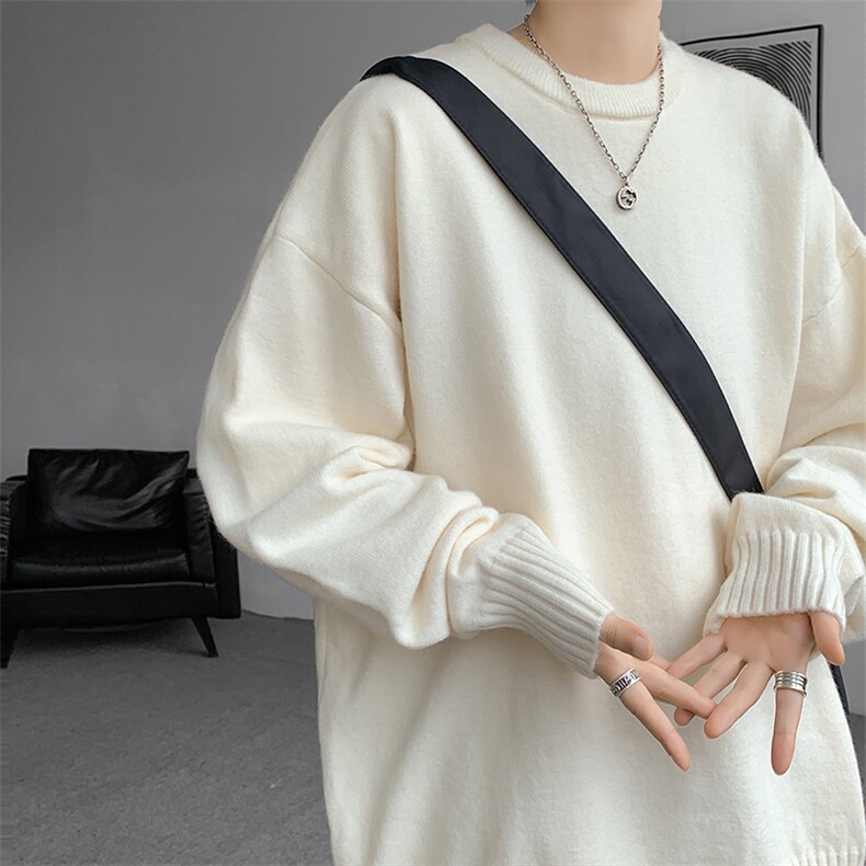 半高领冬季毛衣男士菱格针织衫圆领秋季常规款抗起球长袖百搭宽松，男装T恤，电商D206-1