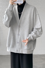 纯色开衫外套M~8XL大码高级感重磅宽松华夫格慵懒卫衣KS2101/P60，男装卫衣，电商B238