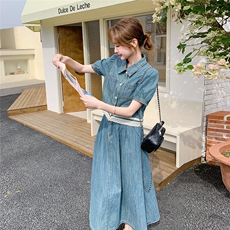 氛围感牛仔上衣半身裙套装女夏甜美显瘦遮肉气质休闲高级感两件套，女装套装/套裙，2C159