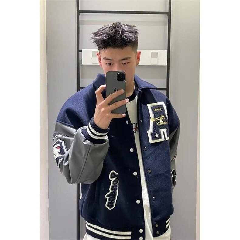 【有货】DJK608-P65美式刺绣棒球服外套男女同款新款潮牌薄款夹克,男装夹克,星座603-2