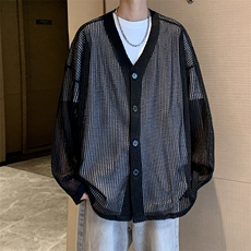 针织开衫男女韩版潮流宽松百搭镂空帅气2024秋冬ins毛衣MZ475-P45，男装针织衫/毛衣，星座412-2