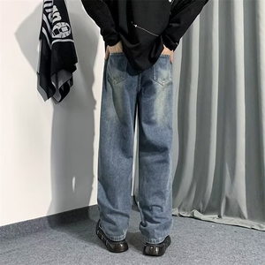 牛仔裤男秋季潮大码休闲裤子高街N410P40图片