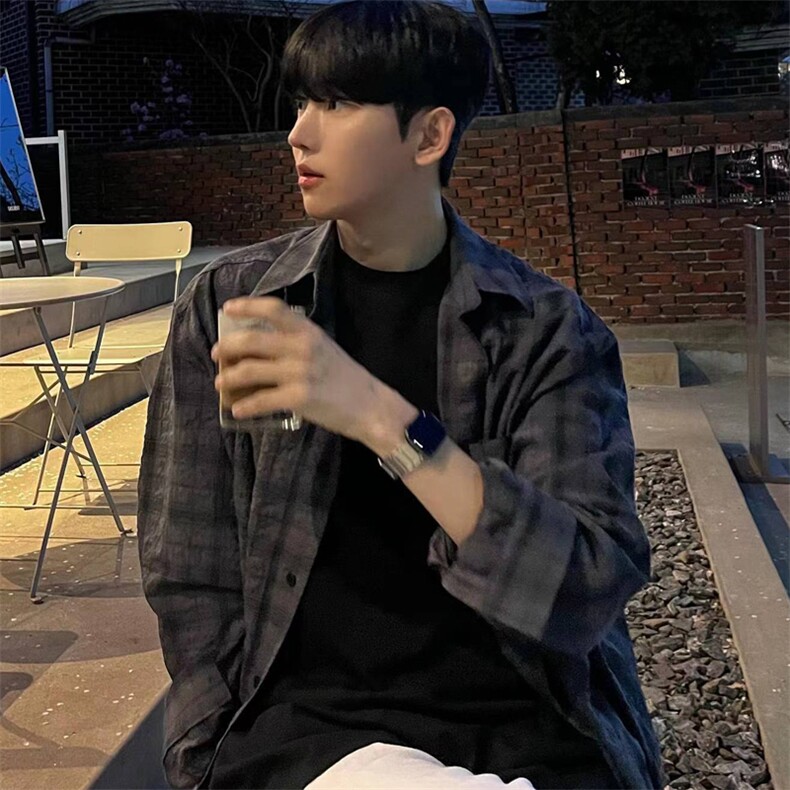 现货！！春装ins风宽松长袖衬衫男装休闲衬衣外套XZ716A-CS809P55，男装衬衫，星座716A（原星座815-4）