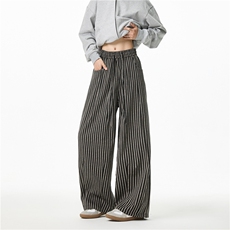 GENIOLAMODE美式条纹阔腿休闲裤子男士夏季薄款宽松直筒潮流百搭，男装休闲裤，电商B313