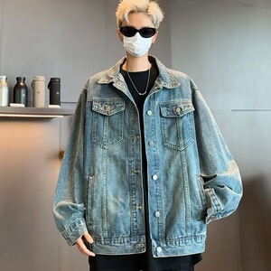 潮复古港风休闲夹克男士春秋季简约常规长袖方领潮流新款8852/P65图片