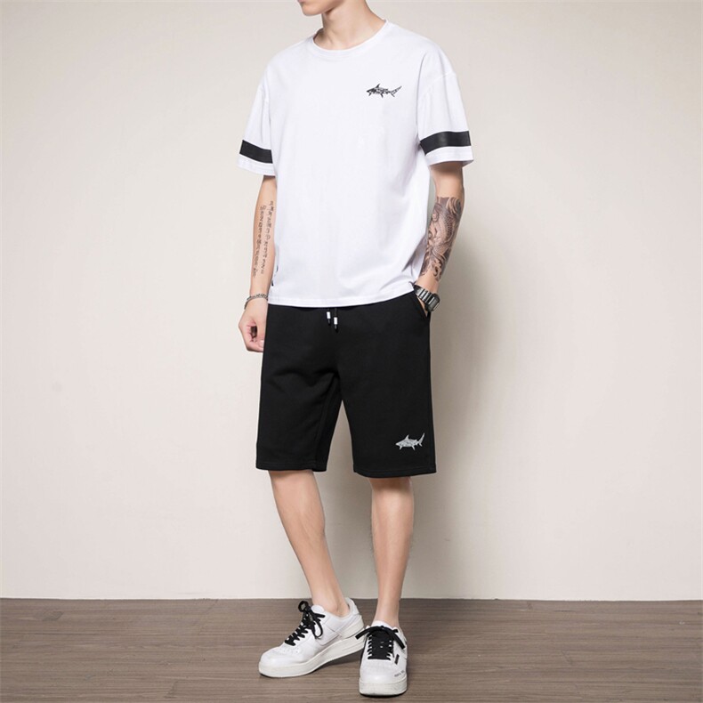2021夏季新款韩版潮流两件套青少年休闲运动短袖套装H0802-P35,男装休闲套装,星座217-4